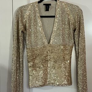 NWOT Donna Karen black label sequined cashmere/ silk sweater.
